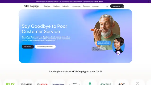 Cognigy.AI vendor website preview