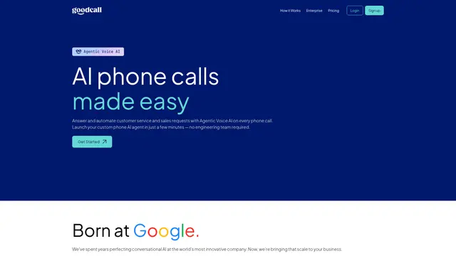 Goodcall AI Phone Agent vendor website preview