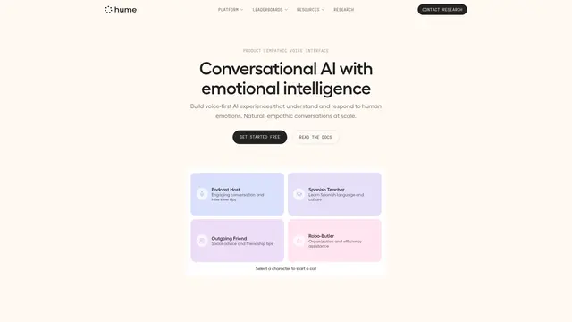 Empathic Voice Interface vendor website preview