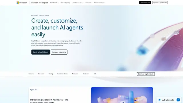 Copilot Studio Voice vendor website preview