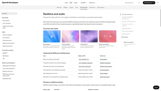 Realtime API vendor website preview