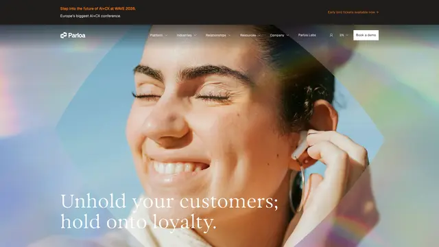 Parloa AMP vendor website preview