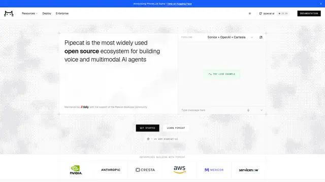 Pipecat vendor website preview