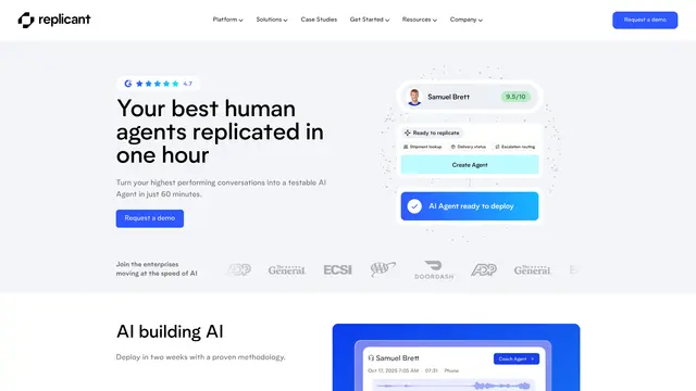 Replicant vendor website preview