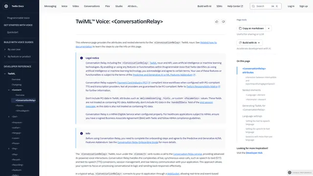 ConversationRelay vendor website preview
